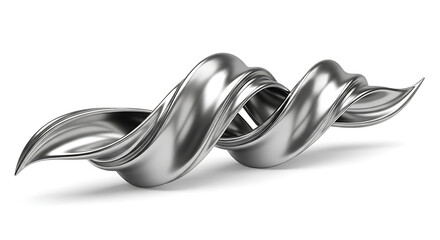 Abstract metallic spiral sculpture with flowing organic curves and a polished reflective surface against a clean white background