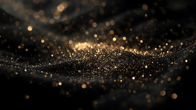 Abstract black and gold glitter background creating sense of depth and movement sparkling dust texture adding touch of luxury for festive designs