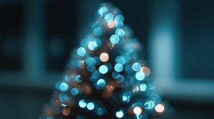 Soft focus sparkling christmas tree lights creating a magical bokeh effect