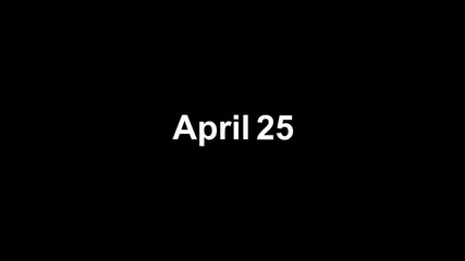 text animation type date of "March 25" on black background.