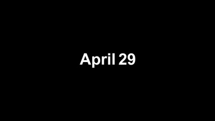text animation type date of "March 29" on black background.