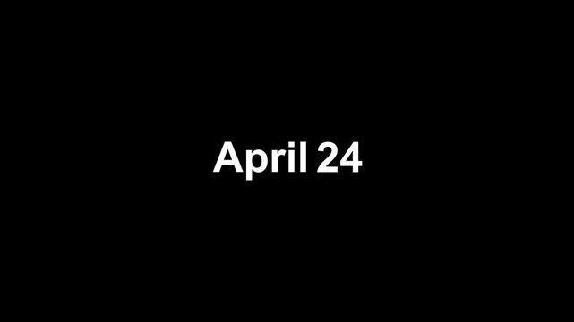text animation type date of "March 24" on black background.