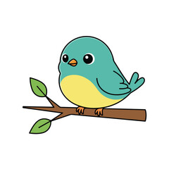 Cute Colorful Bird on Branch