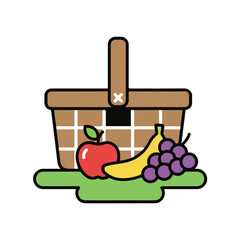 Picnic Basket with Food Illustration
