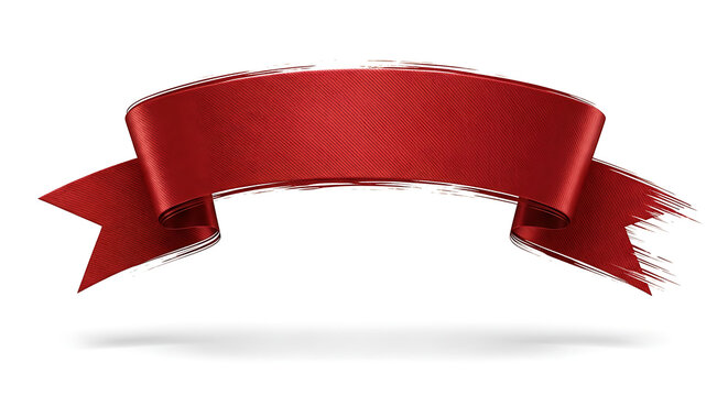 A vibrant red ribbon banner with a textured brushstroke effect perfect for design elements and adding emphasis to text