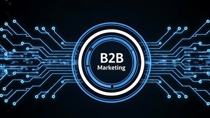 Glowing blue circuit board design for b2b marketing concept
