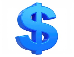 Fototapeta premium Blue dollar sign against white background