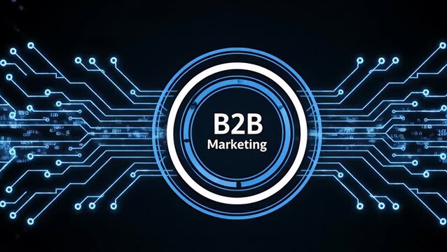 Glowing blue circuit board design for b2b marketing concept