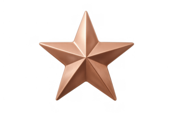 Bronze five-pointed star symbol on transparent background representing quality and success rating