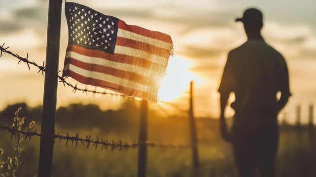 Video A person standing next to a barbed wire fence, possibly in a restricted or isolated area