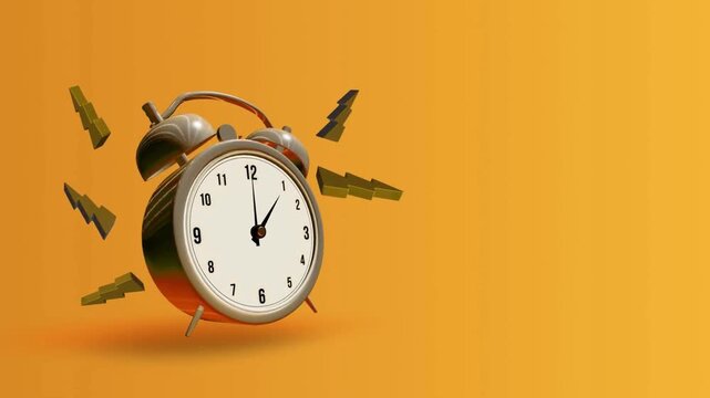 Retro metal alarm clock with twin bells, classic black design, and ringing motion symbolizing morning wake-up.
