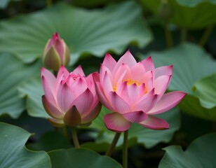Obraz premium Water lily or lotus flower plant, a beautiful picture of pink colour flower plant