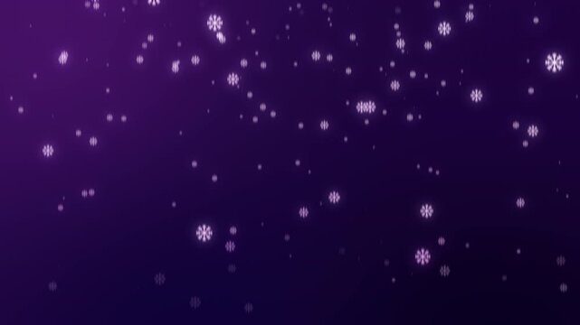 Snowflakes Falling on purple gradient Background. Christmas winter snowflakes animation background. 4k animation video