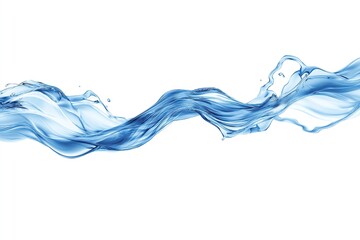 Fototapeta premium Simple blue water wave on clean white background, horizontal studio shot with high definition and no shadow, perfect for educational content, environmental themes, or commercial advertising.