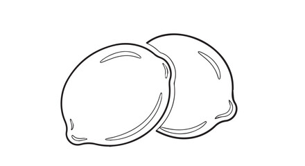 Two simple lemon halves sketched in black and white with delicate line art.