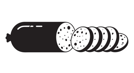 Sliced smoked sausage arranged in circular rounds on a white background, ready to eat.