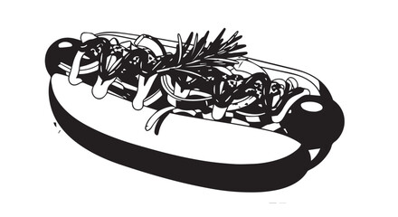 Monochrome illustration of a sneaker shoe captured in bold line art for lifestyle imagery.