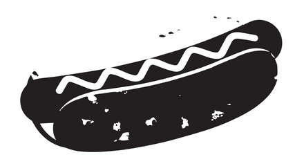 Silhouette illustration of a classic grilled hot dog in a bun.
