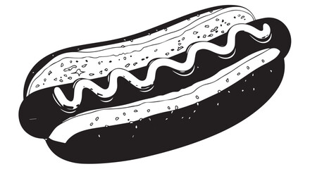 Delicious grilled hotdog in a classic bun with toppings, illustrated for food lovers.