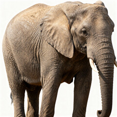 Obraz premium Large African elephant standing isolated on white background.