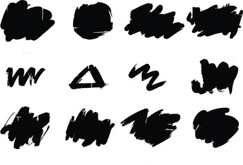 Distressed black grunge brush stroke pack for urban poster textures