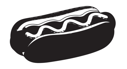Classic grilled hot dog in a bun on a plain background illustration.