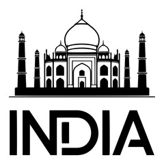 India Taj Mahal Monument Travel Logo Vector Illustration