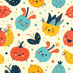cute vibrant seamless pattern design