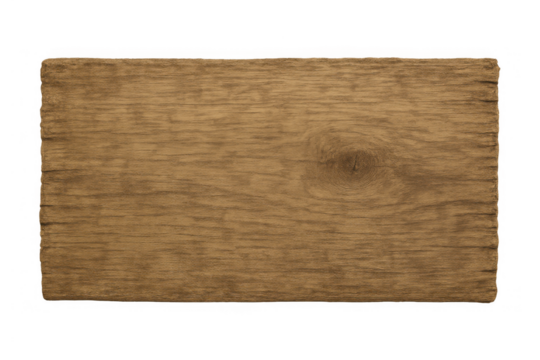 Wooden sign board with natural wood grain texture displaying rough edges and a transparent background - Powered by Adobe