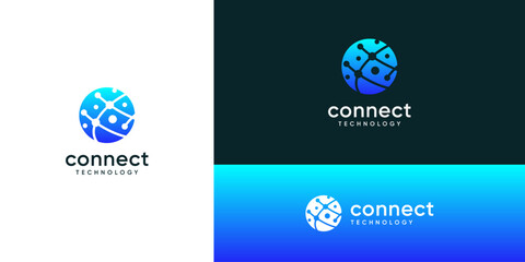 Abstract of interconnected dots and lines structure in tech system network space, logo designs ideas. Creative vector illustration based icons template.