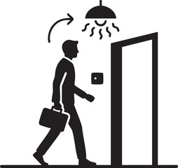 Person Arriving Home Smart Lights Silhouettes Stock Illustration of Automated Welcome Illumination