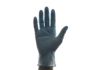 Obraz premium Single blue medical glove raised on transparent background isolated on transparent background