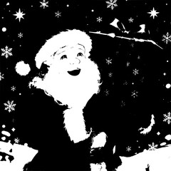 santa claus is carrying a gift box