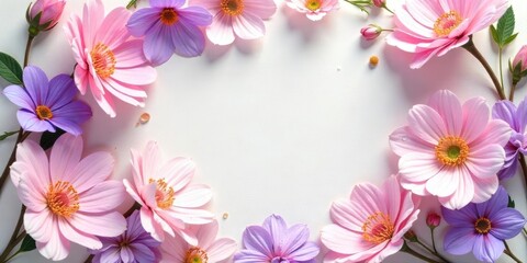Obraz premium A Delicate Frame of Pastel Blossoms, Perfect for Springtime Designs and Elegant Announcements