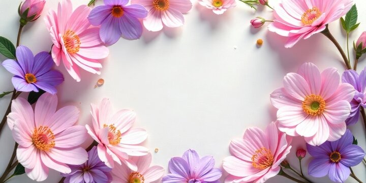 A Delicate Frame of Pastel Blossoms, Perfect for Springtime Designs and Elegant Announcements