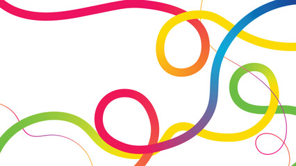 Abstract Color Lines Pattern. Vector Rainbow Gradient Ribbons. Wave Shape Flow Lines on White Background.