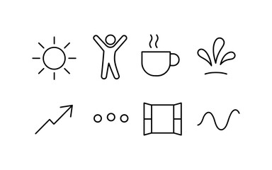 Minimalist line art icons for productivity and wellness themes