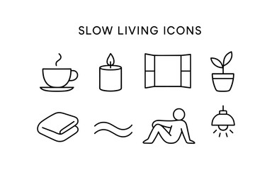 Minimalist slow living icons: embrace tranquility and cozy lifestyle