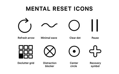 Minimalist mental reset icons for enhanced focus and calm