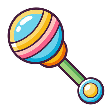 Baby rattle cartoon object on a white background vector illustration