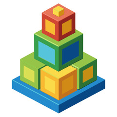 Fototapeta premium Toy blocks cartoon object on a white background vector illustration