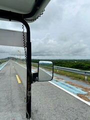 empty parking lot with blue sky