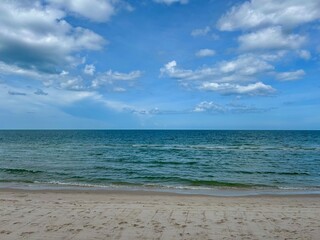 tropical beach with blue sky