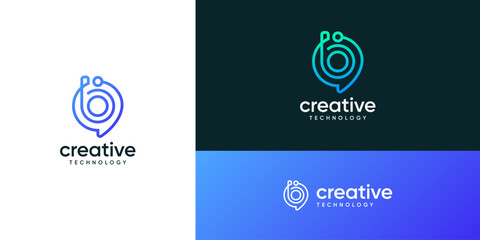 Outline letter b with bubble speech logo design inspiration. Talk and chat technology communication concept. Combination vector based icons symbols.