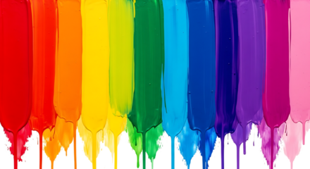 Vibrant rainbow colors dripping down isolated on transparent background