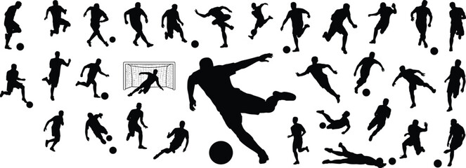 PrintThis is a comprehensive and dynamic set of soccer/football silhouettes, including a goalkeeper! I will provide a strong, SEO-optimized title and a comprehensive keyword list
