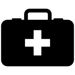 Obraz premium Black first aid kit icon with white cross isolated on