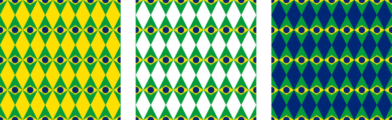 brazil flag rhombus pattern set. vector illustration