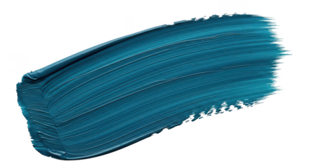 Textured teal paint stroke isolated on transparent background