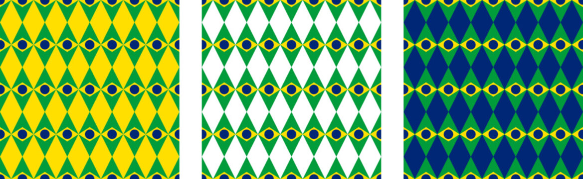 brazil flag rhombus pattern set. vector illustration